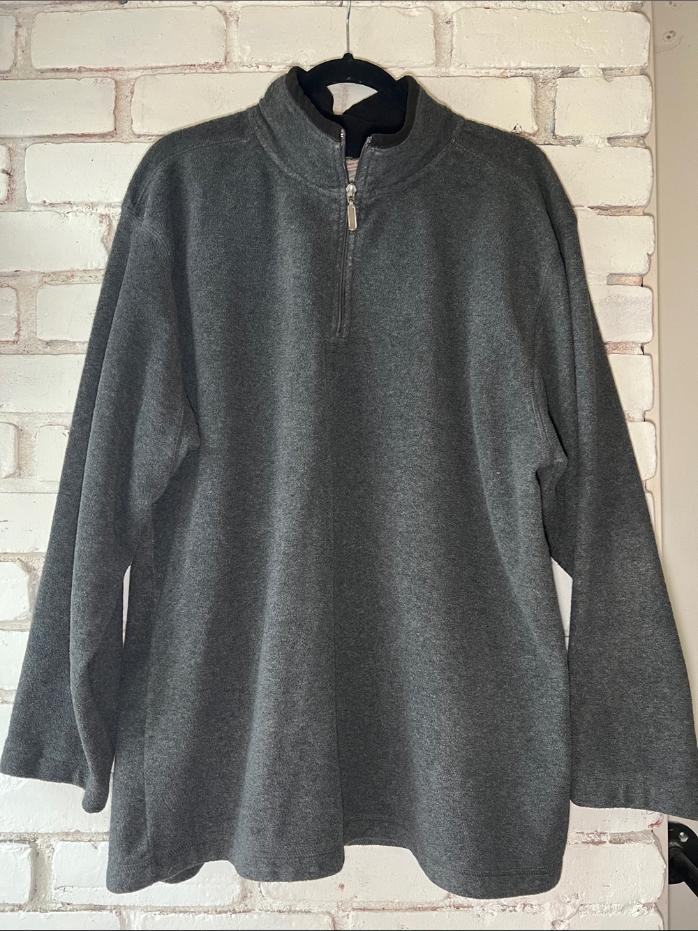 Men's Black Quarter-Zip Sweater Grey Zip Up Sweatshirt in fleece